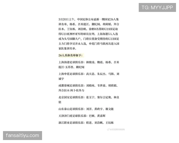 中国男足备战世预赛关键战 新一期集训名单引关注